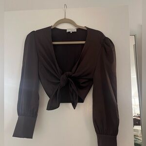 NWOT, brown silk-like crop top